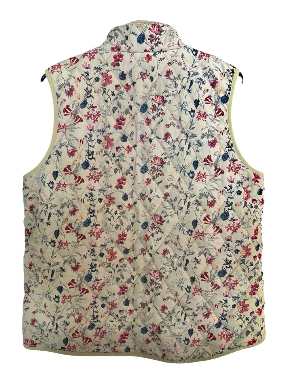 Coldwater Creek Cream Quilted Floral Vest with Pink & Blue Accents - Picture 2 of 5